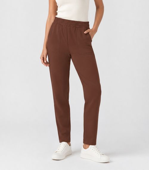 Calça Feminina Em Moletom Com Bolso Infinita Cor Marrom