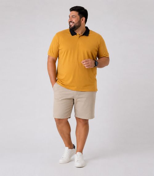 Camisa Polo Masculina Plus Size Manga Curta Select Amarelo
