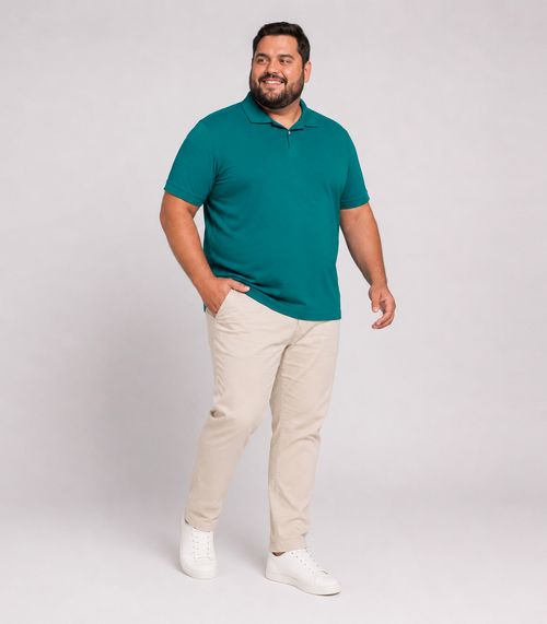 Camisa Polo Masculina Plus Size Manga Curta Select Azul