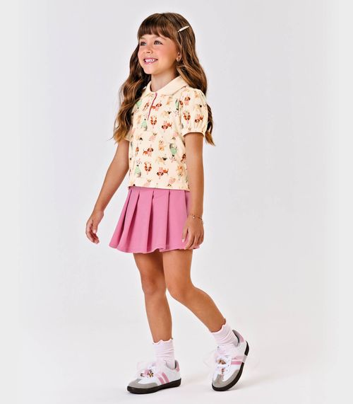 Short Saia Infantil Com Pregas Tombadas Trick Nick Rosa