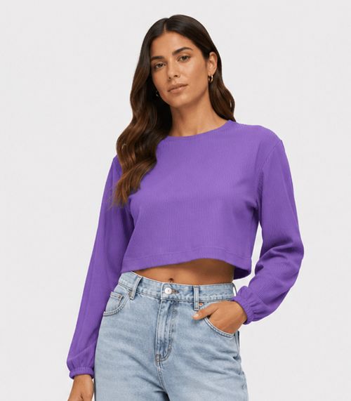 Blusão Feminino Em Malha De Elastano Infinita Cor Roxo