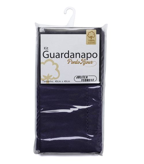 Kit Guardanapos Com Ponto Ajour 2 peças Jolitex Azul
