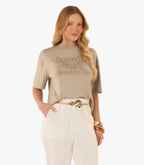 Blusa Feminina Com Estampa Leves Defeitos Rovitex Bege