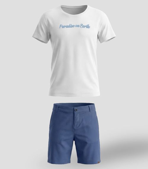 Conjunto Camiseta com Bermuda Menino Trick Nick Bege
