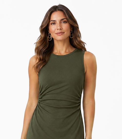 Vestido Midi Em Molicotton Viscose Light Rovitex Verde
