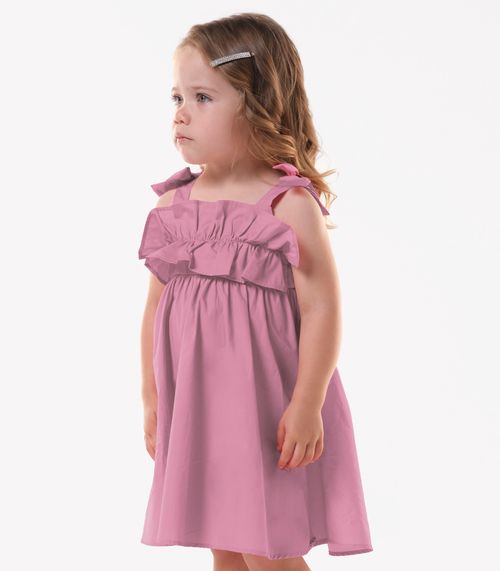Vestido Infantil Feminino Tricoline Trick Nick Rosa