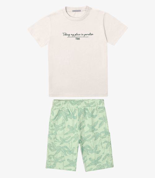 Conjunto Verão Menino Meia Malha Trick Nick Bege