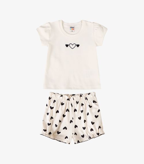 Conjunto Verão Menina Com Bordado Rovi Kids Bege