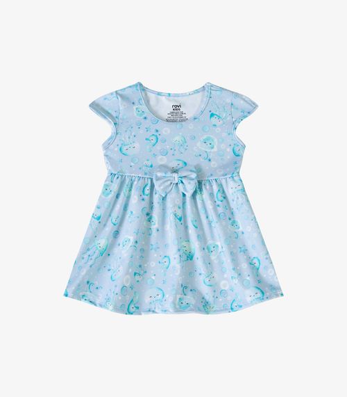 Vestido Verão Menina Laço Decorativo Rovi Kids Azul