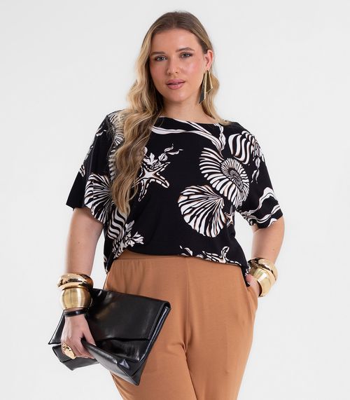 Blusa Feminina Estampada Secret Glam Preto