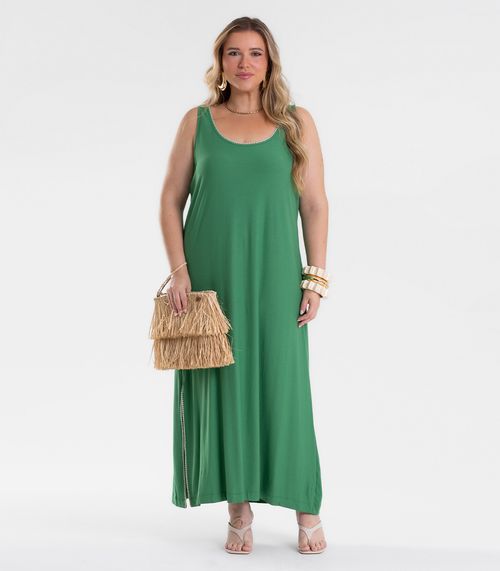 Vestido Midi Com Detalhe Ponto Concha Secret Glam Verde