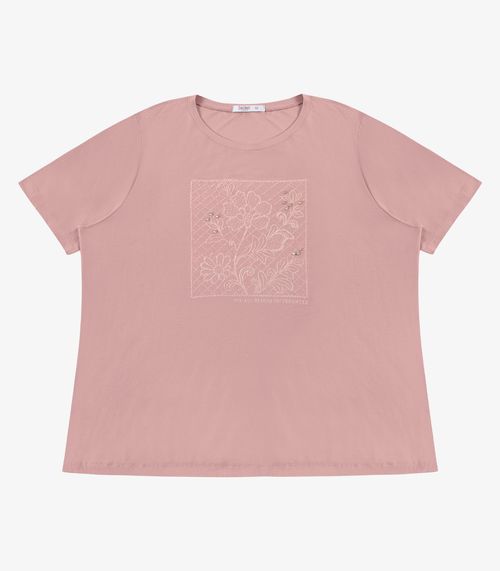Blusa Feminina Manga Curta Com Estampa Secret Glam Rosa