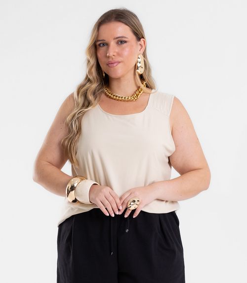 Regata Feminina Com Detalhe Na Alça Secret Glam Bege