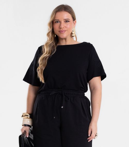 Blusa Feminina Com Bordado Secret Glam Preto