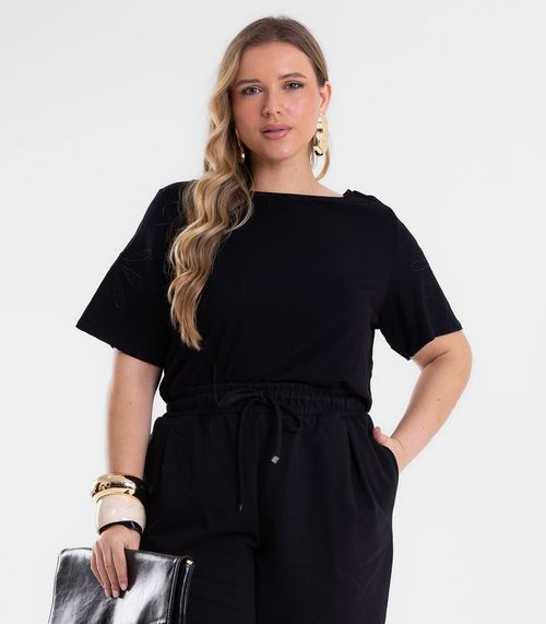 Blusa Feminina Com Bordado Secret Glam Preto