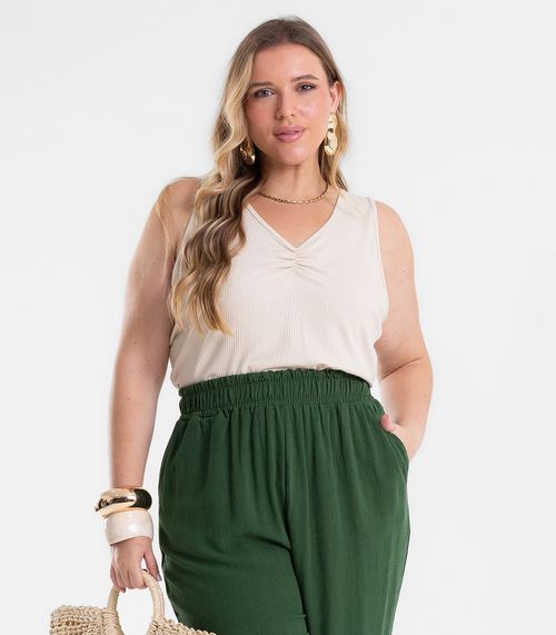 Regata Feminina Plus Size Secret Glam Bege