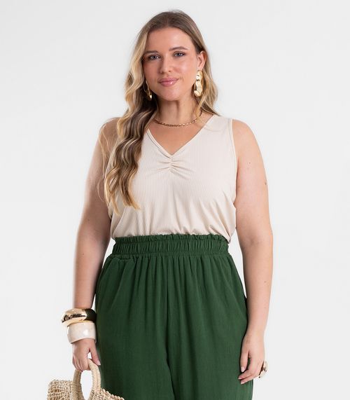 Regata Feminina Plus Size Secret Glam Bege