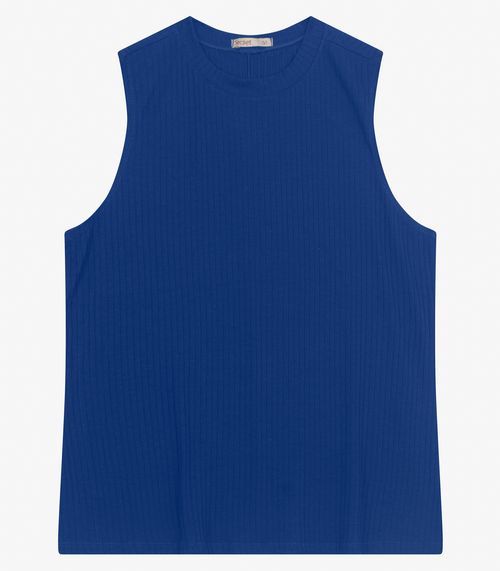 Regata Plus Size Em Ribana Canelada Secret Glam Azul