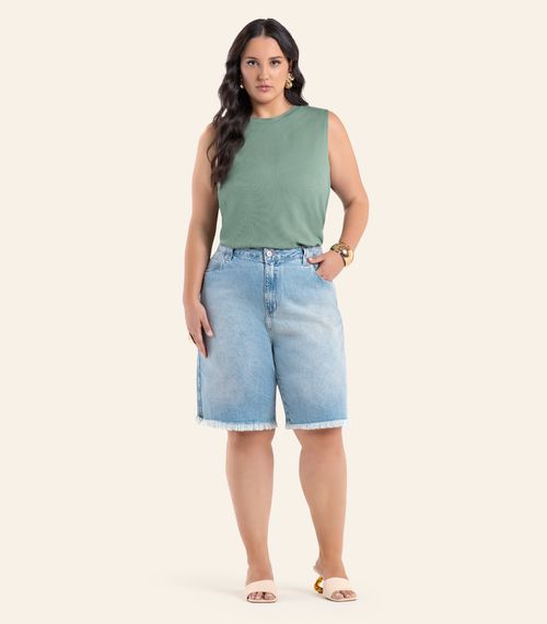Regata Feminina Canelada Plus Size Secret Verde