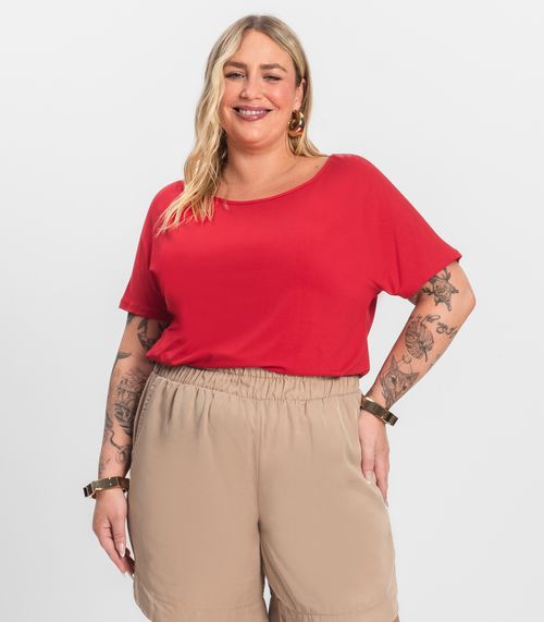 Blusa Feminina Manga Morcego Plus Size Secret Glam Vermelho