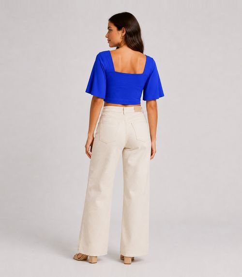 Blusa Feminina Com Manga Sino Infinita Cor Azul