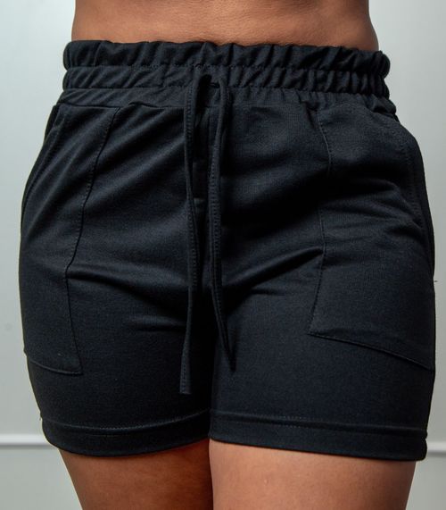 Shorts Feminino Com Bolsos Sobrepostos Good Bless Preto