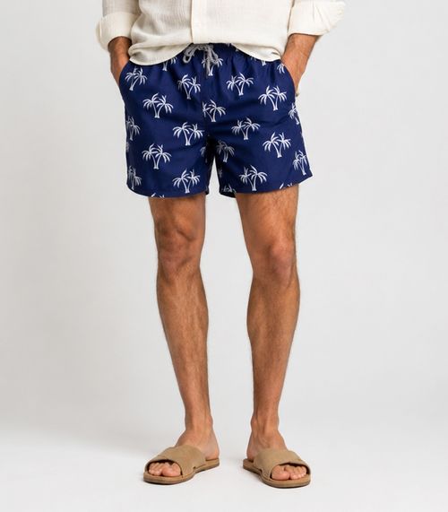 Bermuda Masculina Estampada Tactel Força Do Mar Azul