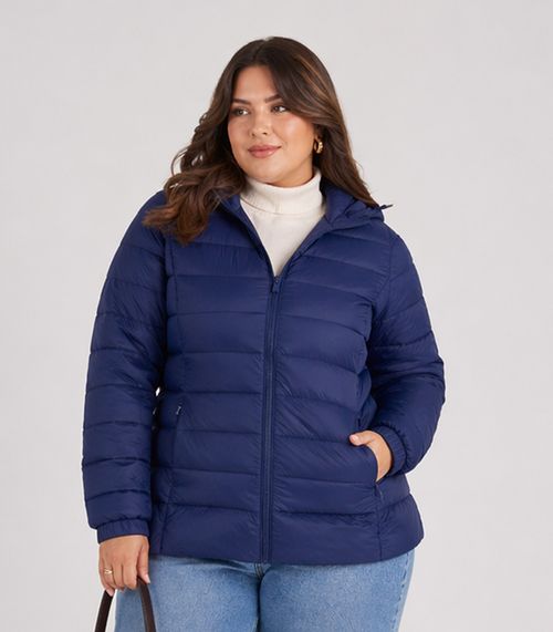 Jaqueta Feminina Plus Size Com Capuz Sea Surf Azul