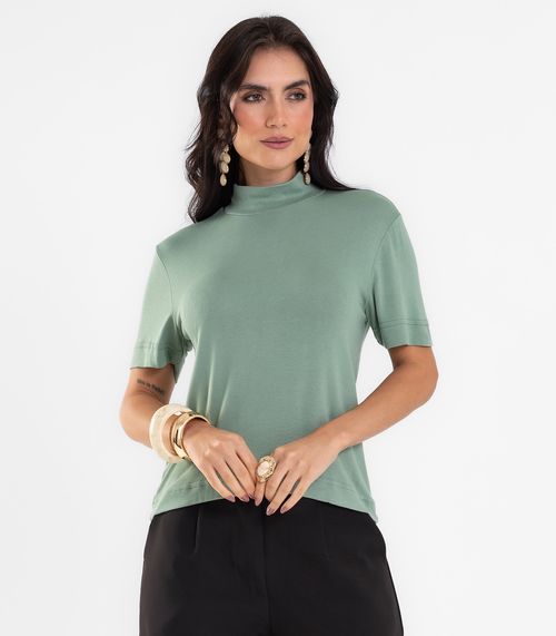 Blusa Feminina Gola Alta ViscoTrico Básica Endless Verde