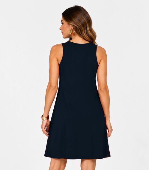 Vestido Feminino Curto Em Malha Visco Infinita Cor Azul