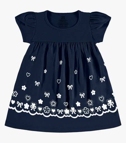 Vestido Infantil Estampado Meia Malha Rovi Kids Azul