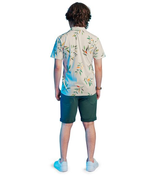 Camisa Masculina Estampada Juvenil Rovitex Teen Bege