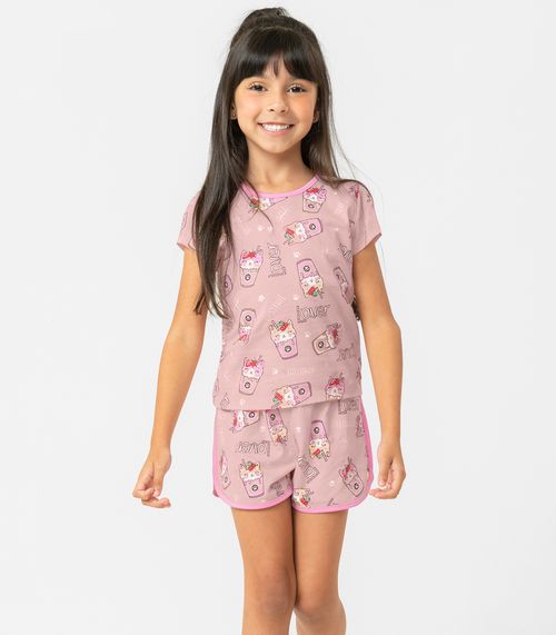 Pijama Infantil Feminino Milkshake Rovitex Kids Rosa