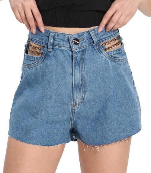 Shorts Jeans Feminino Correntes Empório Azul