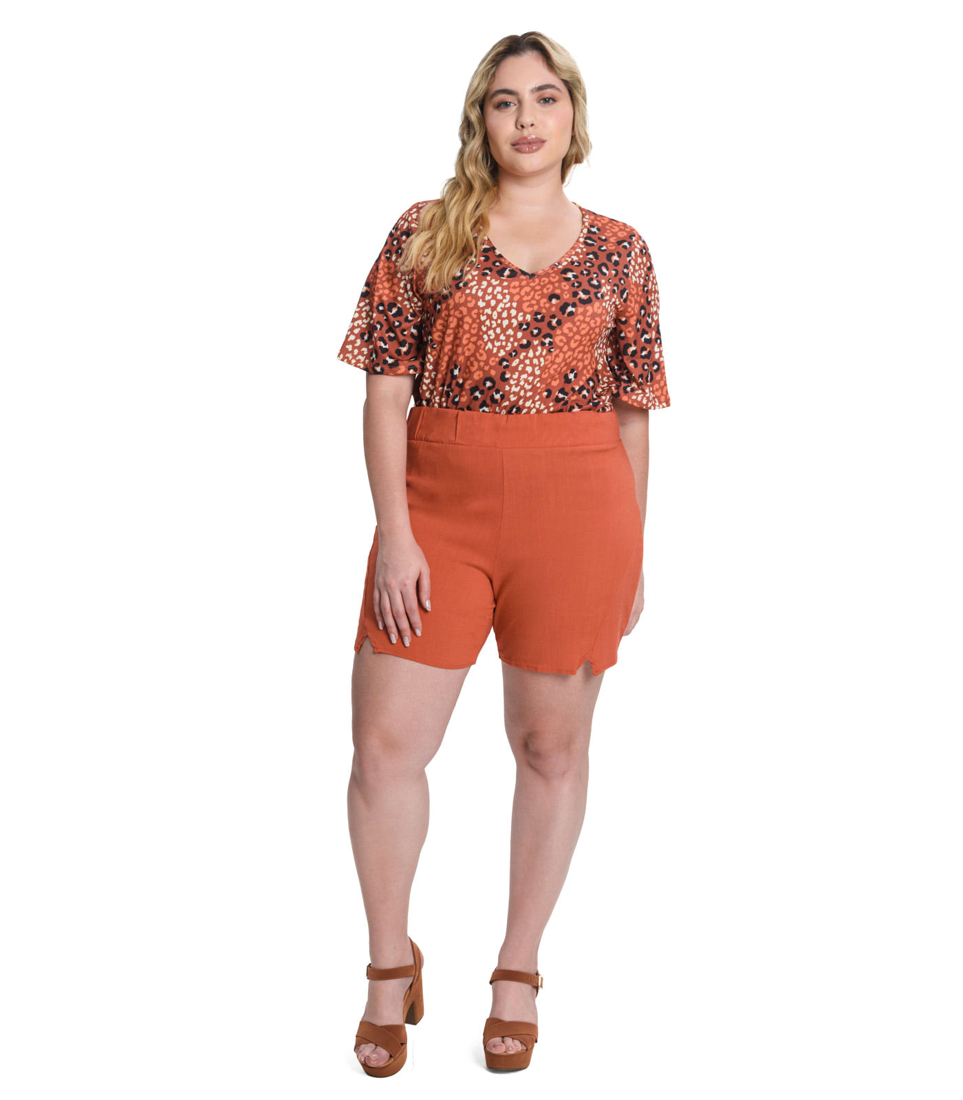 Shorts Godê Isa Laranja Plus Size - Chic e Elegante