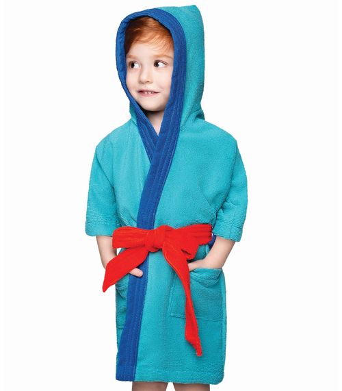 Roupão Infantil Aveludado Com Capuz Lepper Azul