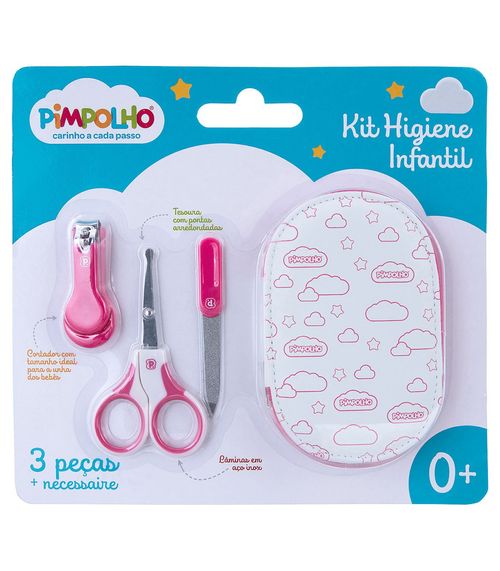 Kit Higiene Bebê Com Necessaire Pimpolho Rosa