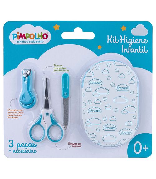 Kit Higiene Bebê Com Necessaire Pimpolho Azul