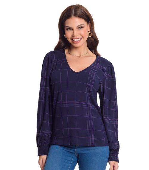 Blusa Manga Longa Feminina Rovitex. Azul