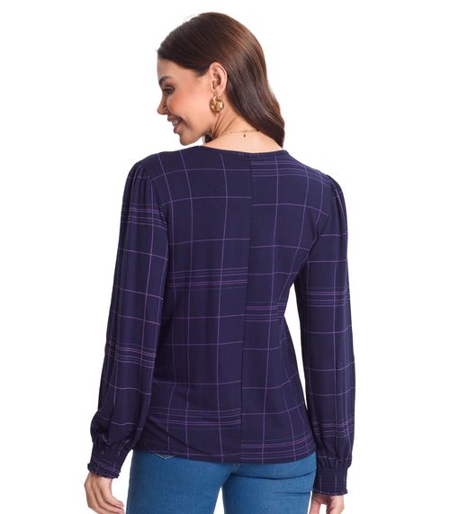 Blusa Manga Longa Feminina Rovitex. Azul