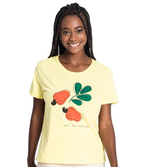T-Shirt  Feminina Caju Rovitex Amarelo
