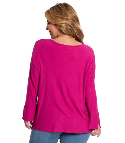 Blusa Manga Longa Crepe Viscose Infinita Cor Rosa