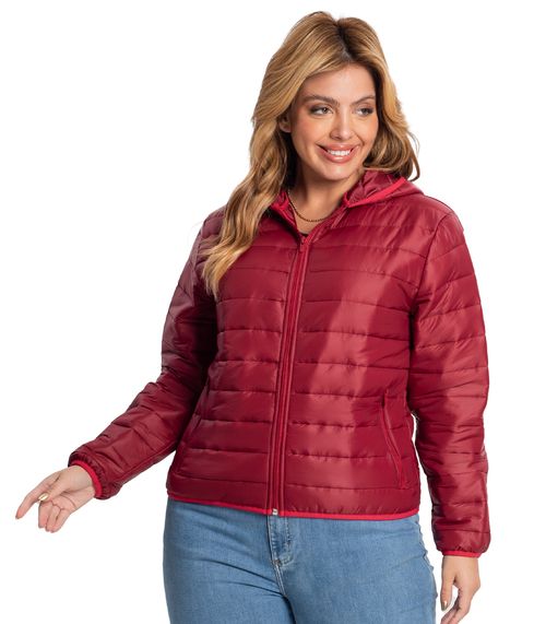 Jaqueta Puffer Feminina Plus Size Secret Glam Vermelho