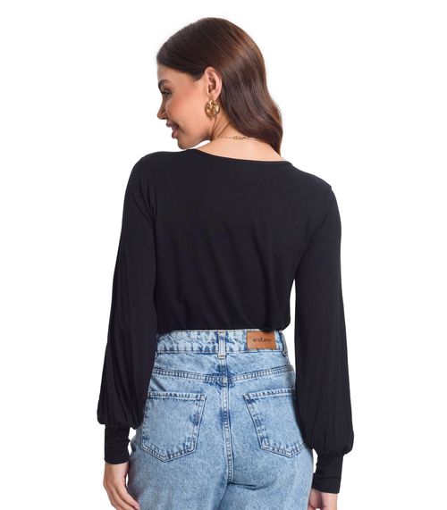 Blusa Manga Longa Feminina Rovitex. Preto