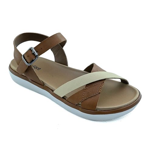 Sandália Flat New Face Whisky Color Fecho Fivela Feminino