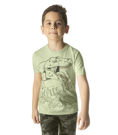 Camiseta Infantil Dinossauro Rovitex Kids Verde