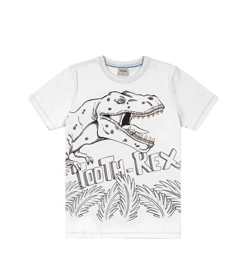 Camiseta Juvenil Dinossauro Rovitex Kids Branco
