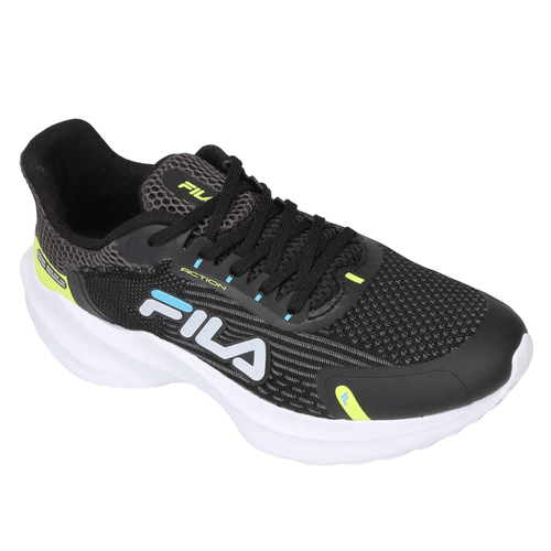 Tênis Esportivo Fila Action Preto Verde e Azul Masculino