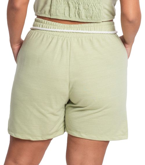 Shorts Feminino Plus Size Linho Secret Glam Verde
