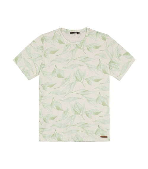 Camiseta Masculina Meia Malha Folhas Diametro Verde